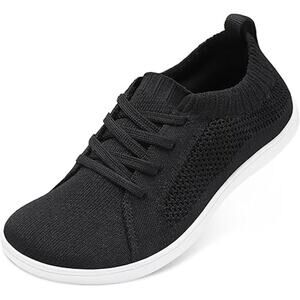 New Joinfree Womens Size 9.5W Black Mesh Wide Toe Box Lace Up Barefoot Shoes